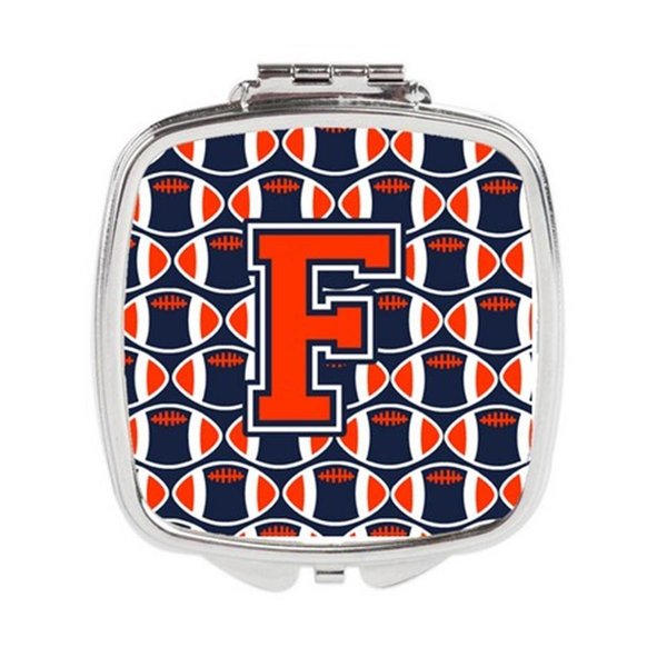 Carolines Treasures Letter F Football Orange, Blue and White Compact Mirror CJ1066-FSCM